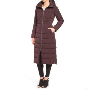 NEW Bernardo Lightweight Quilted Long Puffer Coat EcoPlume Fill in Dark Plum